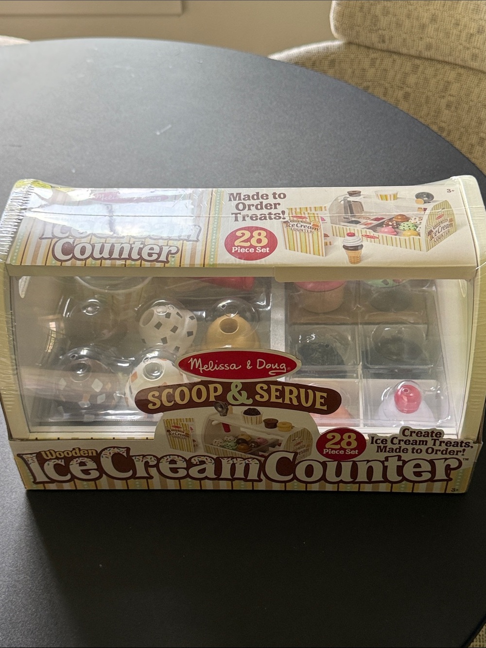 Melissa & Doug Wooden Ice Cream Counter Playset - Multicolor